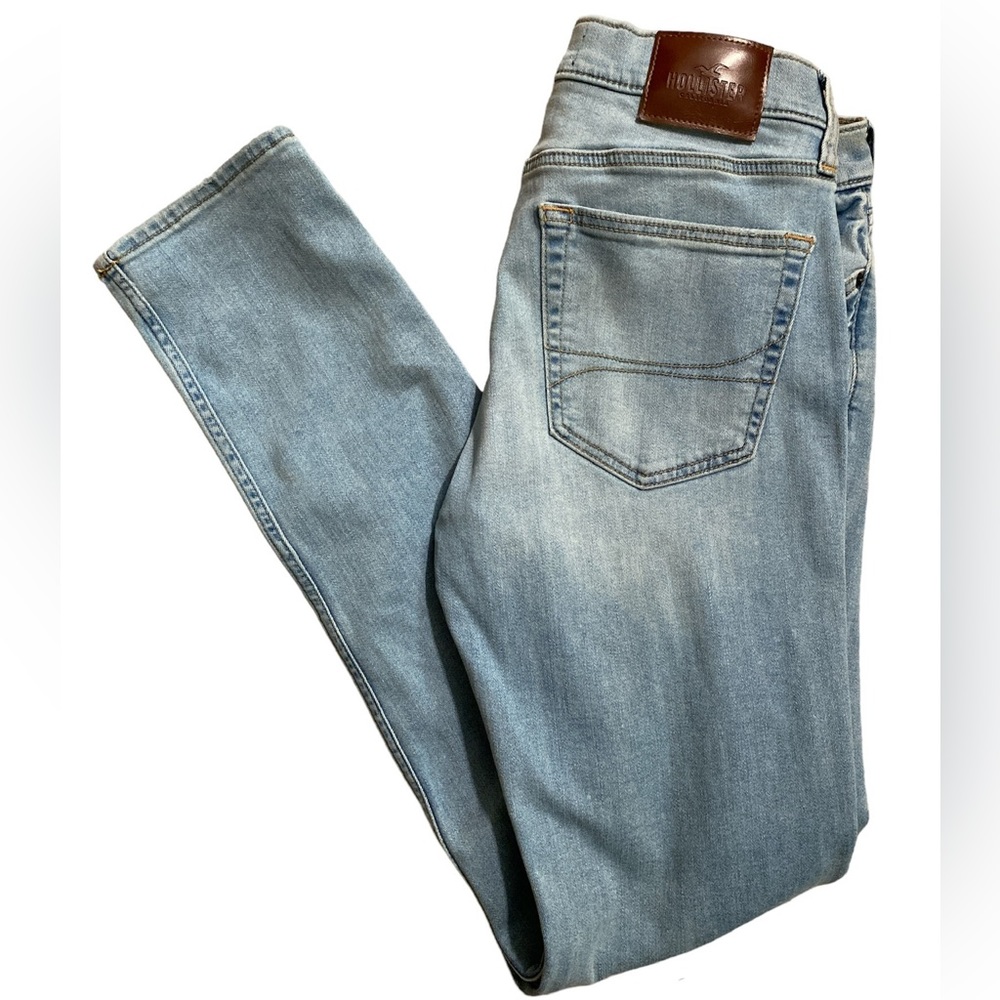 Mens’ Hollister Co Light Wash Distressed Stacked Skinny Jeans